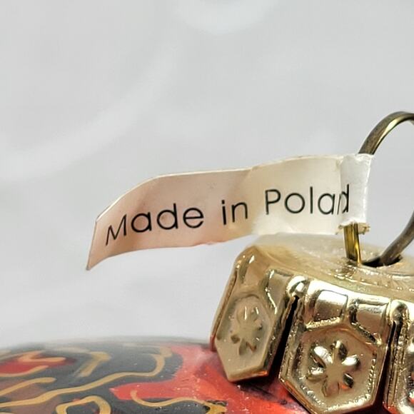 Vtg Poland Halloween Tree Ornament Orange Black Hand Painted Moon Trees Signed - Picture 3 of 16